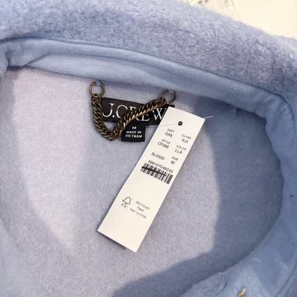 NWT J. Crew Bouclé Shirt-jacket Lakeshore Blue - Picture 4 of 6